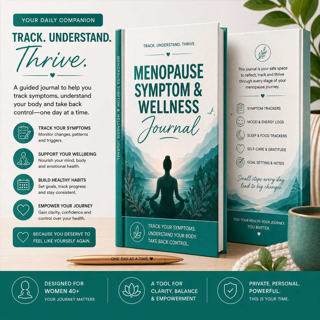 Menopause Symptom & Wellness Journal — Printable Daily Tracker, Sleep Log & Doctor Prep