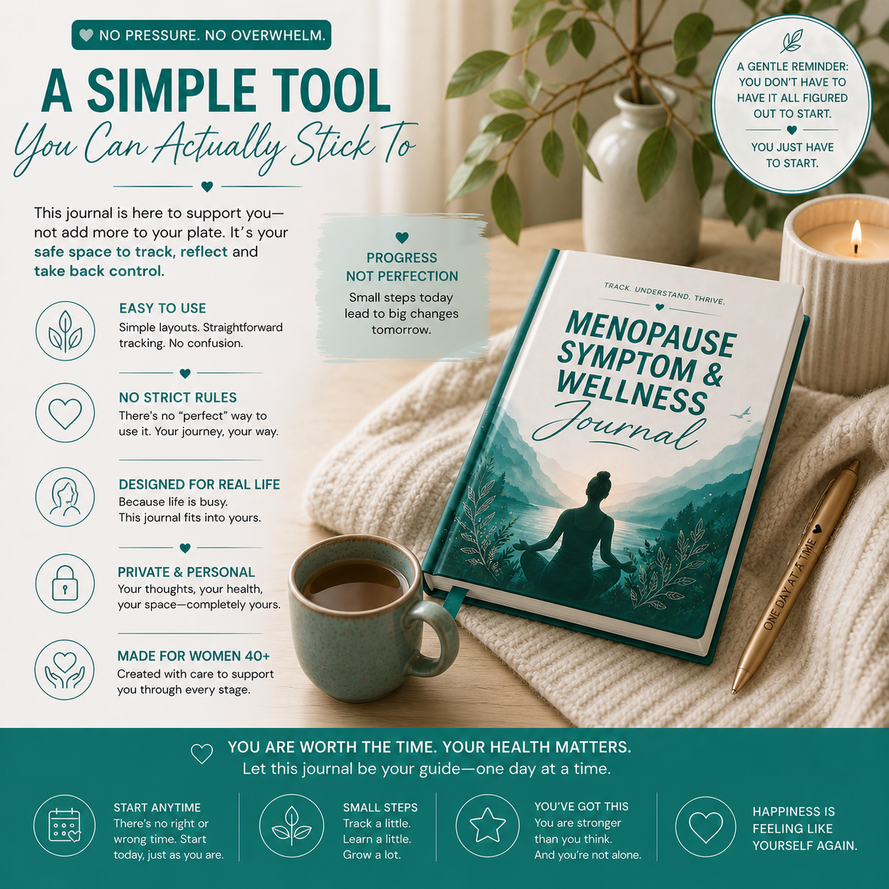 Menopause Symptom & Wellness Journal — Printable Daily Tracker, Sleep Log & Doctor Prep