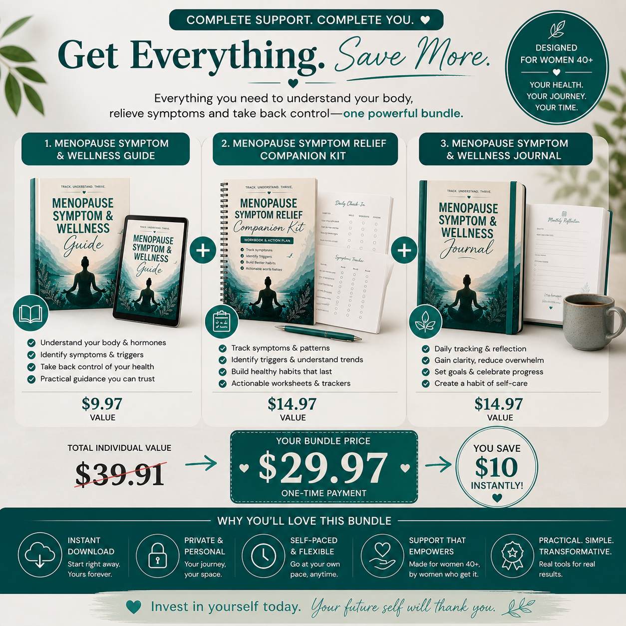 Complete Menopause Wellness Bundle — Ebook + Companion Kit + Symptom Journal